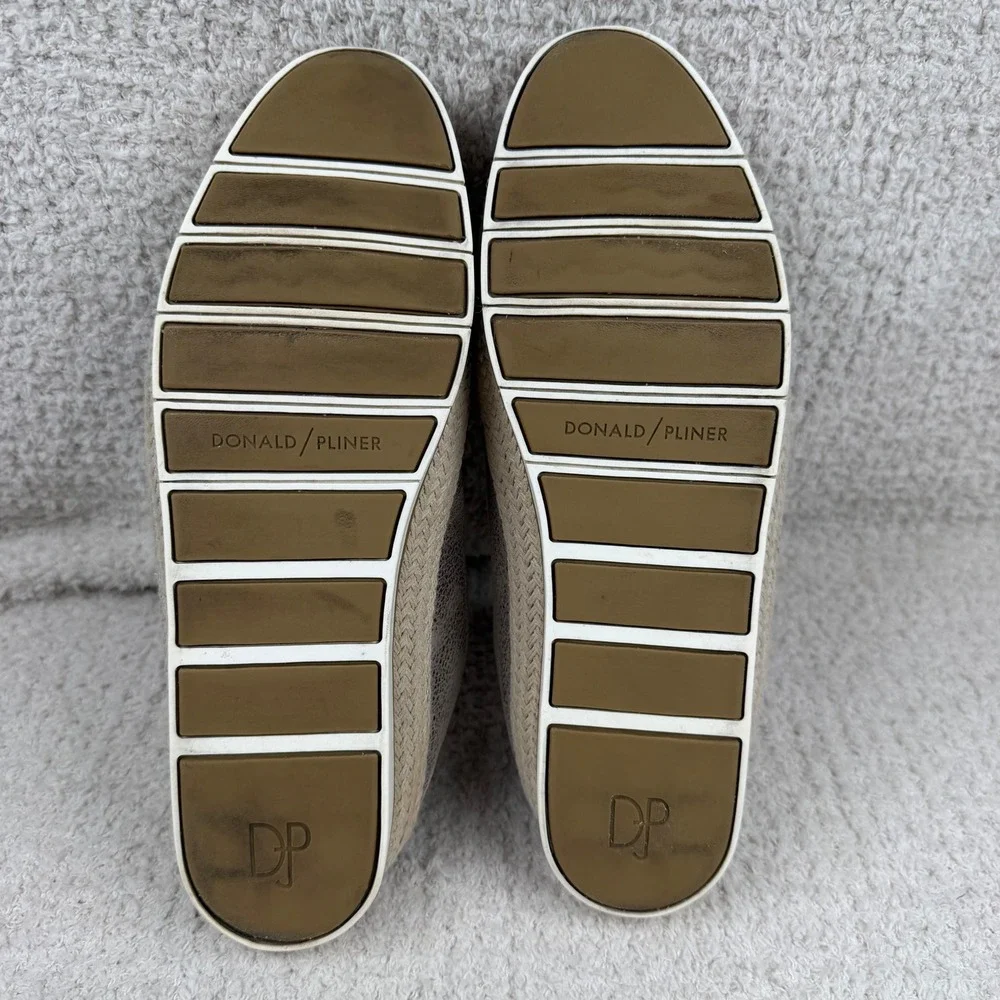 Donald Pliner Palm Metallic Champagne Leather‎ Espadrille Flats Shoes Womens 10M